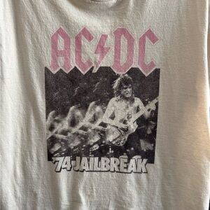 AC/DC Youth Tee in White with Pink Logo